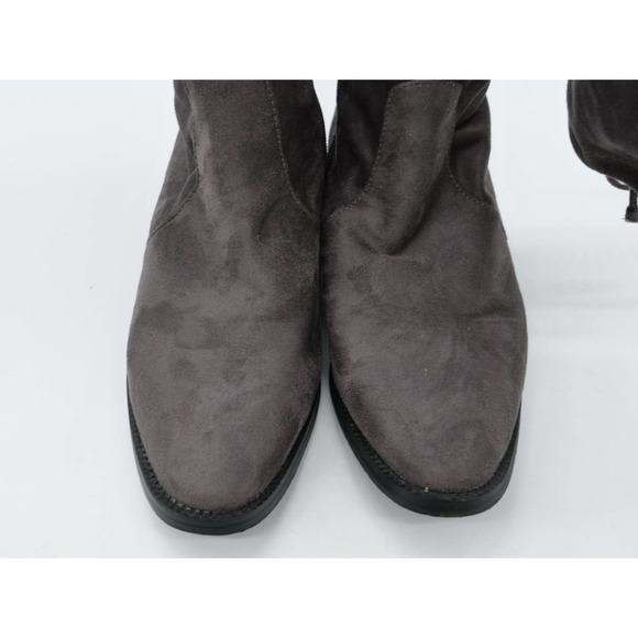 Catherine Malandrino Sock Boots Womens 7 Gray Fabric Pearl Heel Thigh Highs - Picture 6 of 11